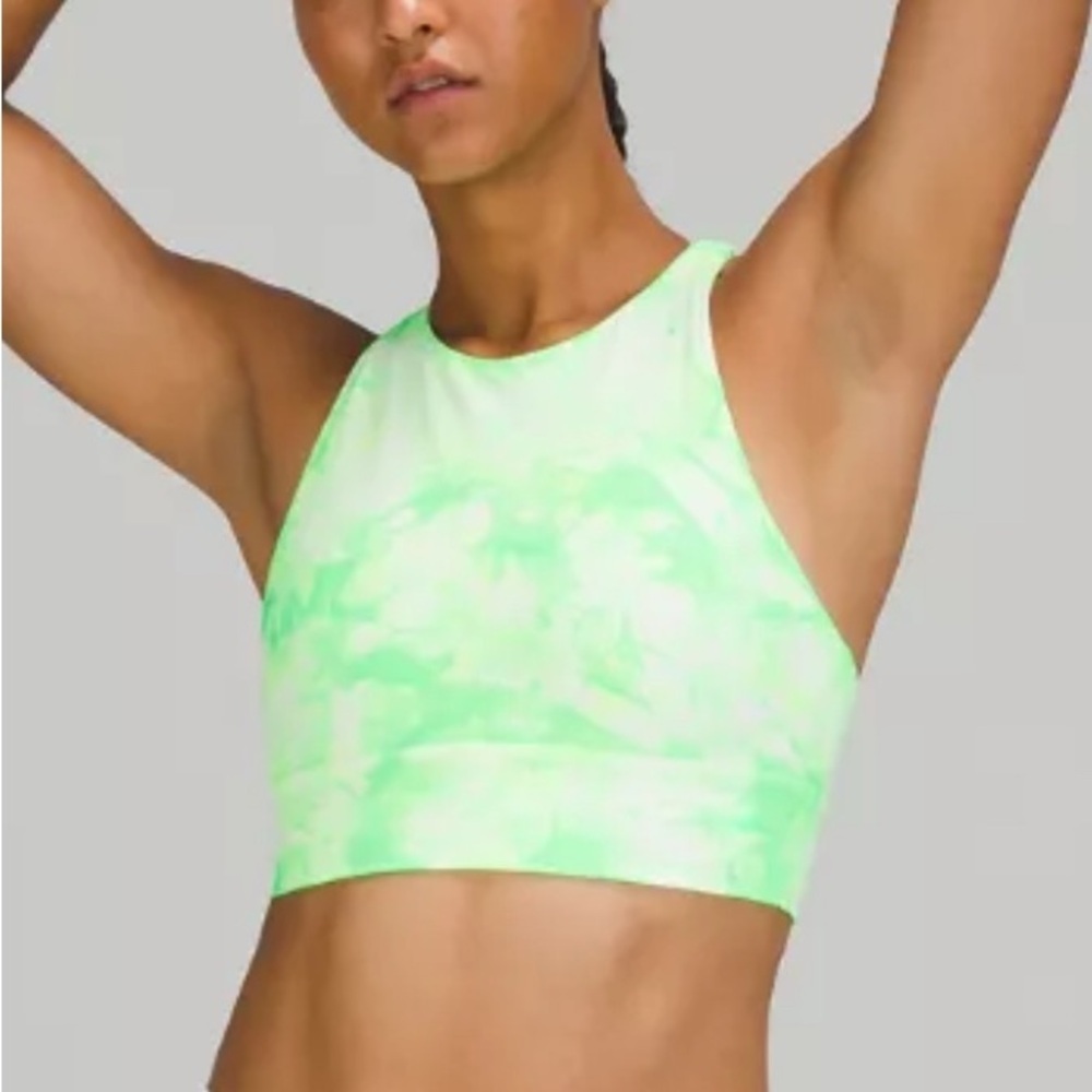 Lululemon Athletica Neon Green and white tie-dye Sports Bra